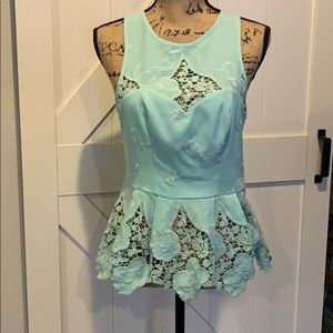 Dream state peplum & lace teal top